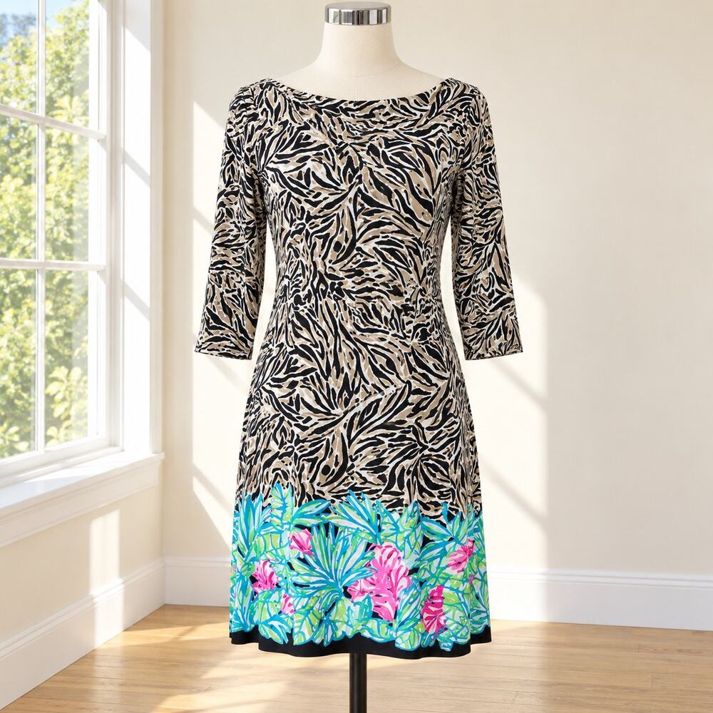 Women’s Lilly Pulitzer Animal Tropical Print Shift Dress Resort Sz.Xs